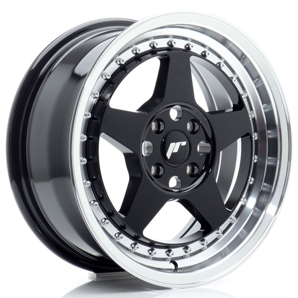 ALU PLATIŠČA JR Wheels JR6 16x7 ET35 4x100 Gloss Black w/Machined Lip