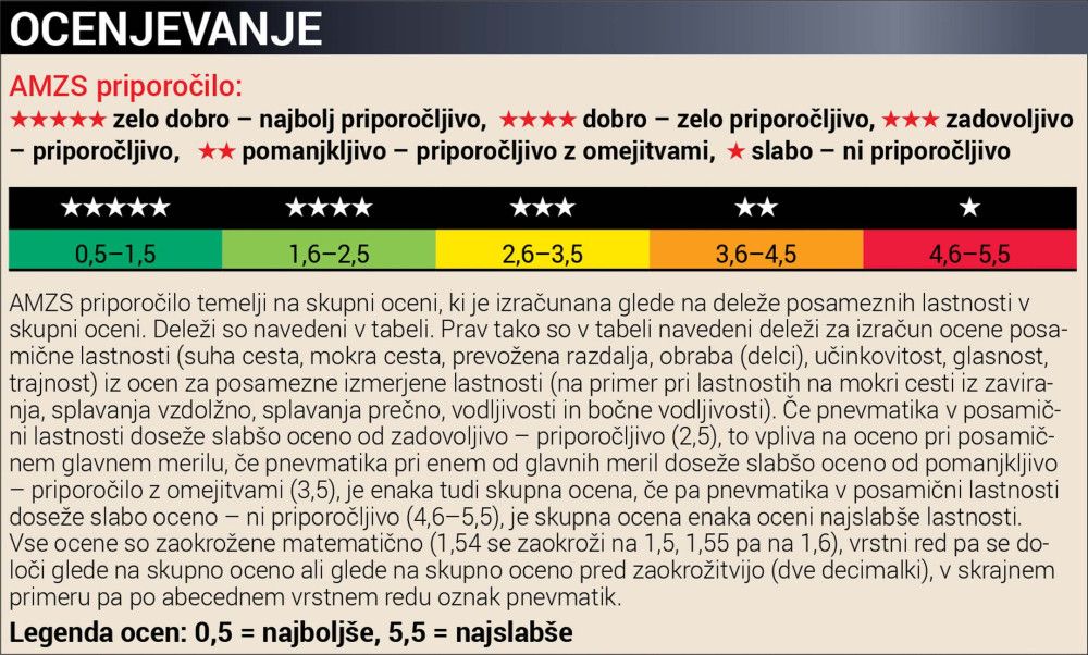 AMZS test 16 letnih pnevmatik dimenzije 225/50 R 17