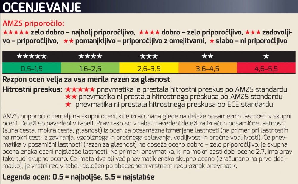 AMZS test 30 letnih pnevmatik dveh dimenzij