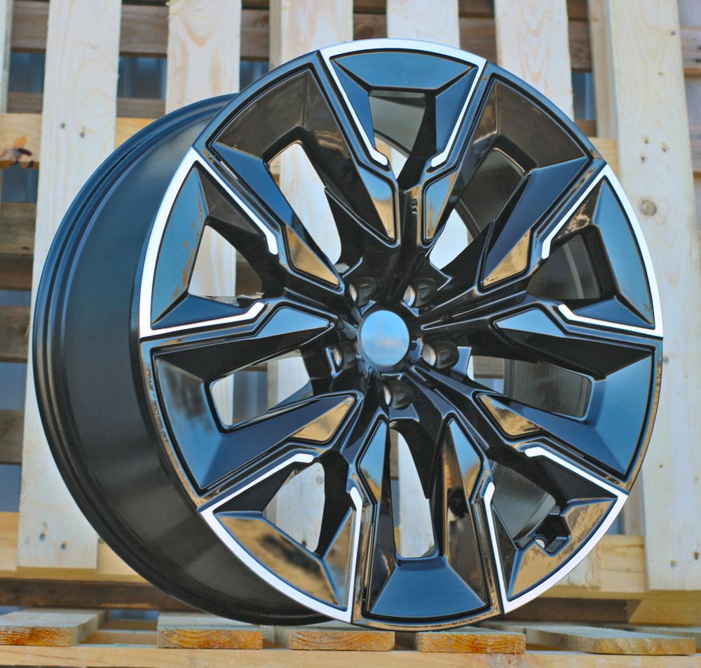 R21x9 5X112 ET 24 66.6 H3447F Black Polished (MB) For BMW (A) (HYBRID FORGED + Chrome Rear+Front) 9x21 ET24 5x112