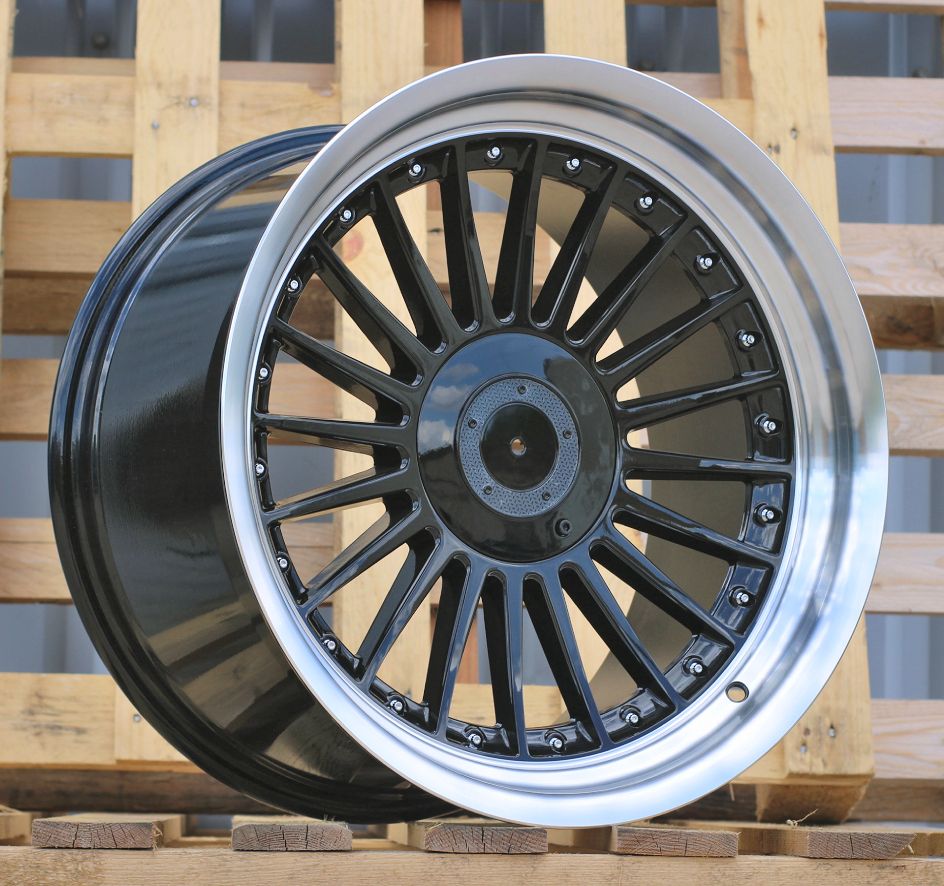 R18x10 5X120 ET 15 74.1 B1803 Black+Polished Lip (BLPL) For BMW (Z6) (ALPINA Style Rear+Front) 10x18 ET15 5x120