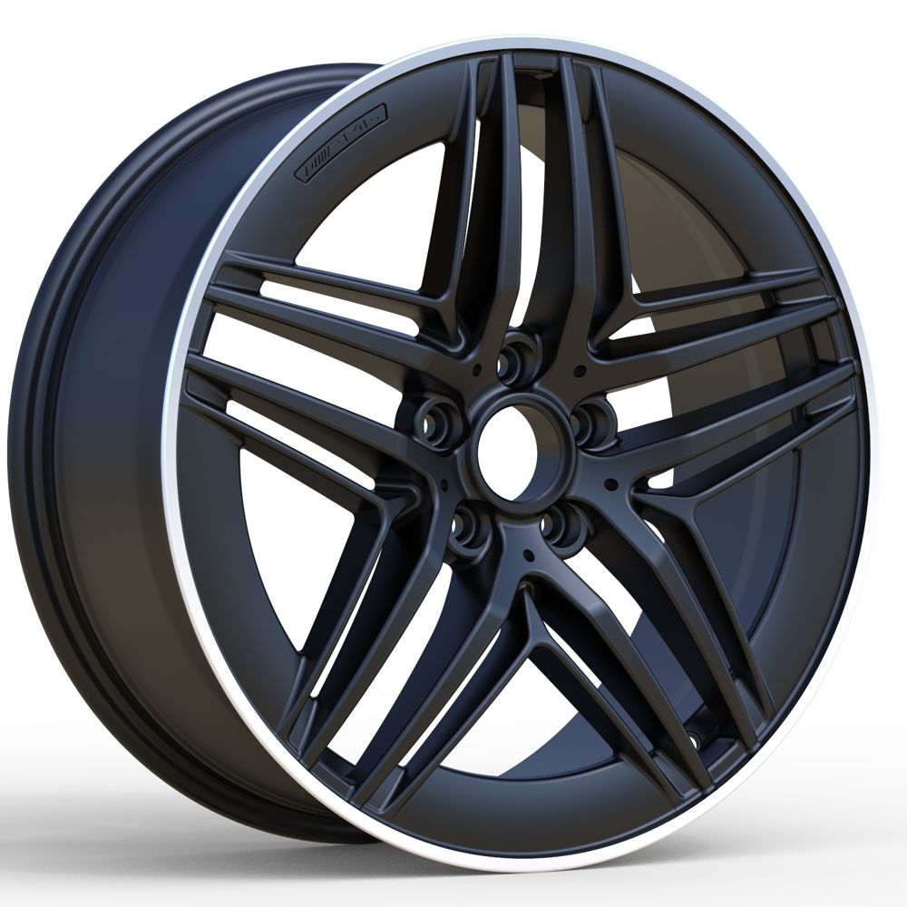 R19x8 5X112 ET 52 66.6 IN3517F Black+Polished Lip (BLPL) For MER (Z7) (HYBRID FORGED V-Class/Vito (max 1075kg)) 8x19 ET52 5x112