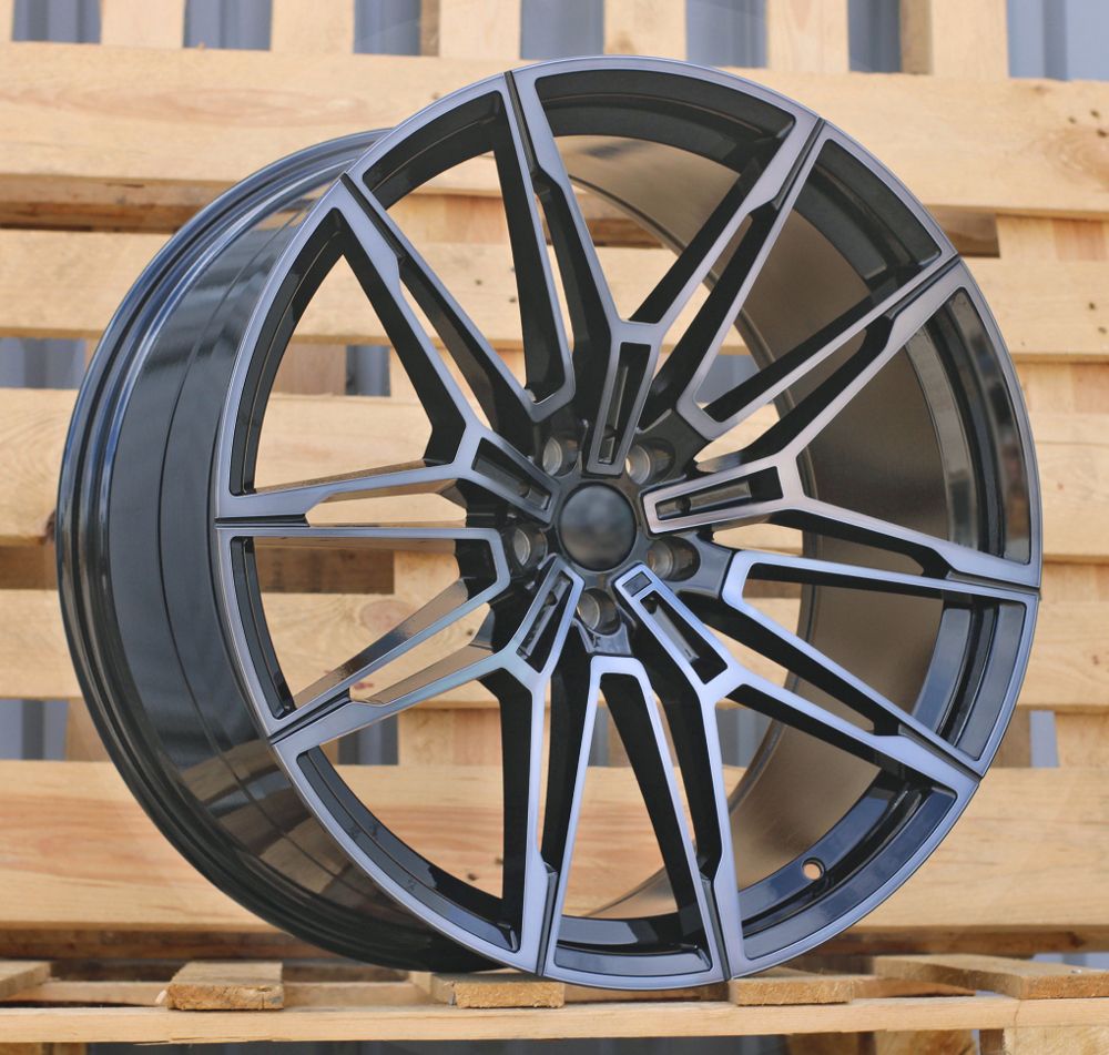 R22x10.5 5X112 ET 35 66.6 I0294 Black+Tinted Face (BLTF) For BMW (P2) (Rear+Front) 10.5x22 ET35 5x112