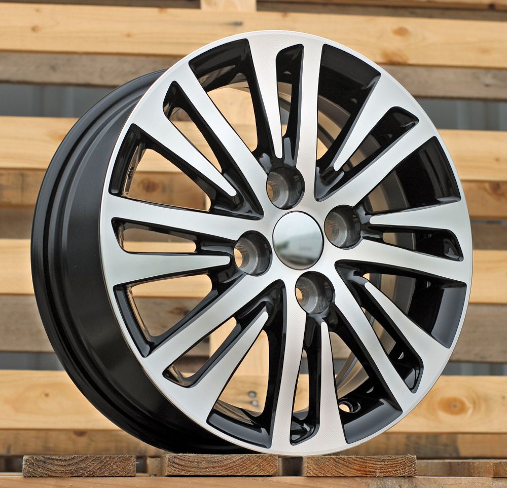 R14x5.5 4X100 ET 45 54.1 F1438 (LU1437) Black Polished (MB) For TOYOT (R+Z5+P1) 5.5x14 ET45 4x100