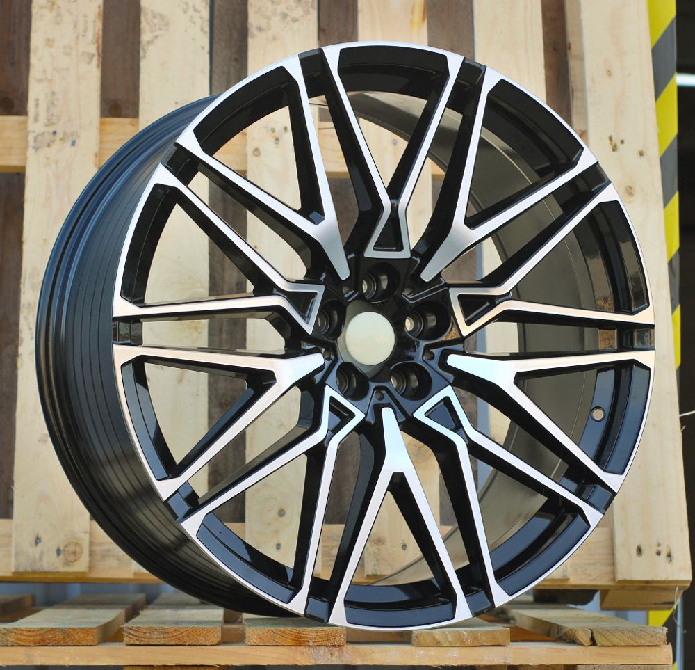 R22x9.5 5X112 ET 35 66.56 B5771 (FBX268) Black Polished (MB) For BMW (M) (HYBRID FORGED Rear+Front) 9.5x22 ET35 5x112
