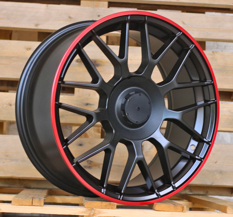  R18x8.5 5X112 ET 35 66.6 REW020 Black Matt (BM) For MER (K7) (Red Coating) 8.5x18 ET35 5x112