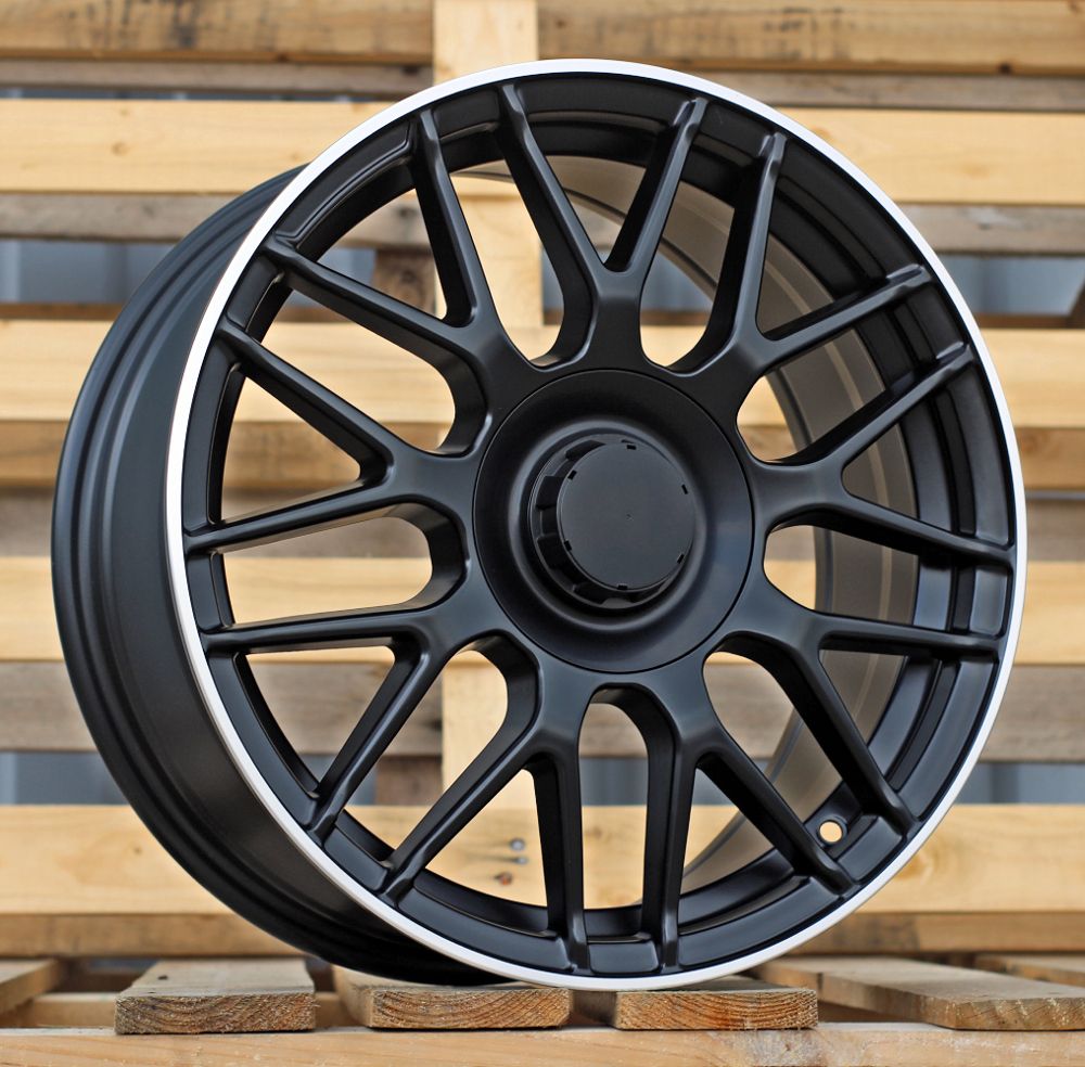 R17x7.5 5X112 ET 35 66.5 B1268 (H3368F) Black+Polished Lip (BLPL) For MER (Z3) (HYBRID FORGED) 7.5x17 ET35 5x112