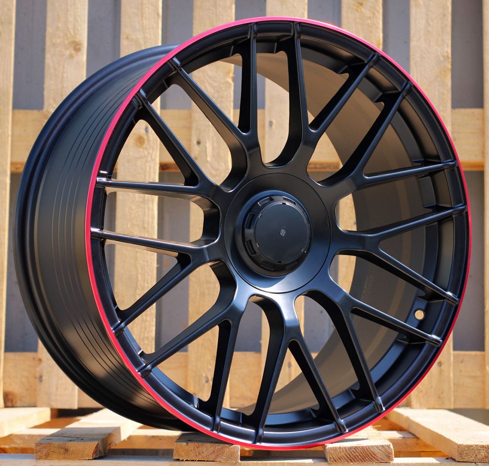  R18x8 5X112 ET 45 66.6 B1268 Black Half Matt+Red Lip (BLHMRL) For MER (Z3+Z1) 8x18 ET45 5x112