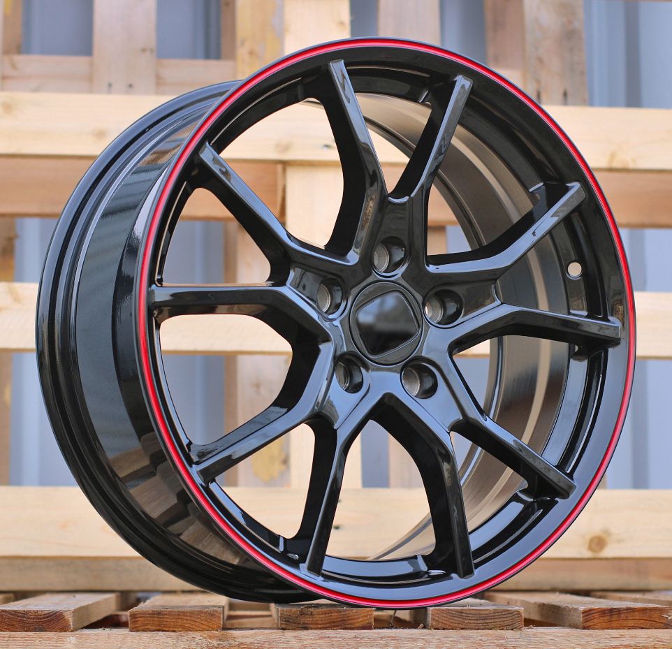  R17x7.5 5X114.3 ET 45 64.1 B1418 (IN5381) Black+Red Line (BR) For HOND (K8) 7.5x17 ET45 5x114.3