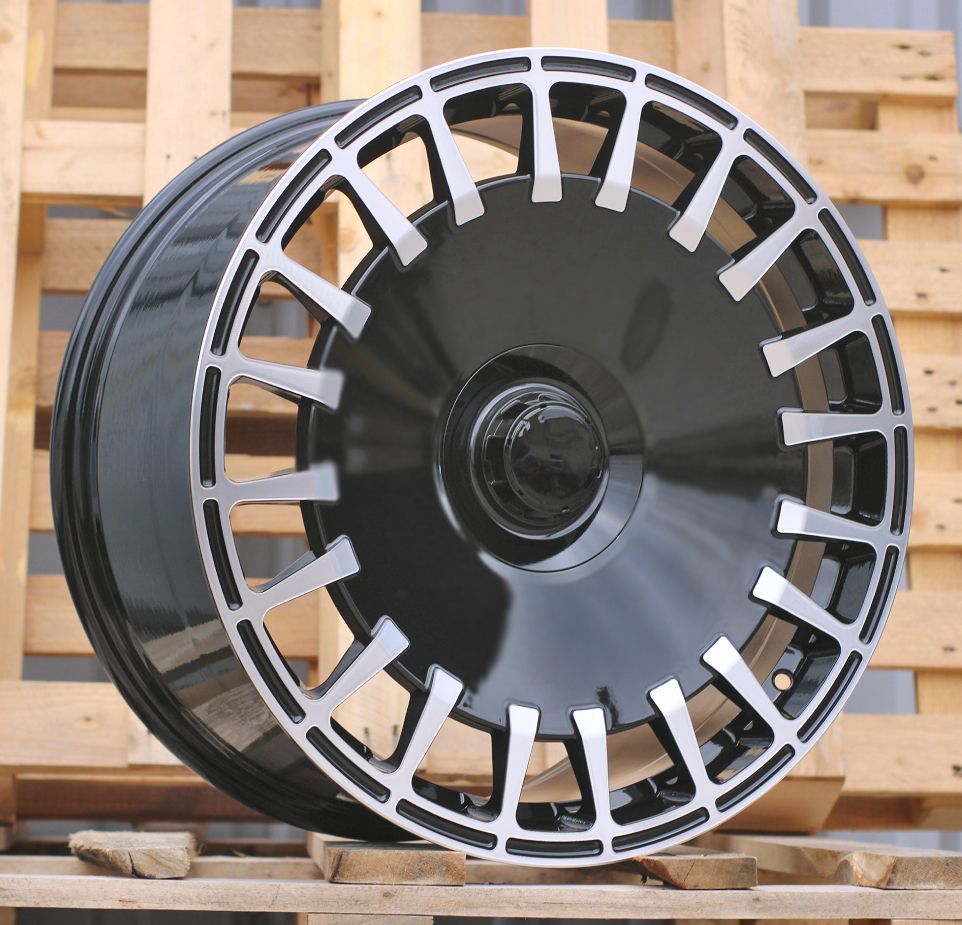  R20x9.5 5X112 ET 43 66.6 I0343 Black Polished (MB) For MER (Z6) (BRABUS Style Rear+Front) 9.5x20 ET43 5x112