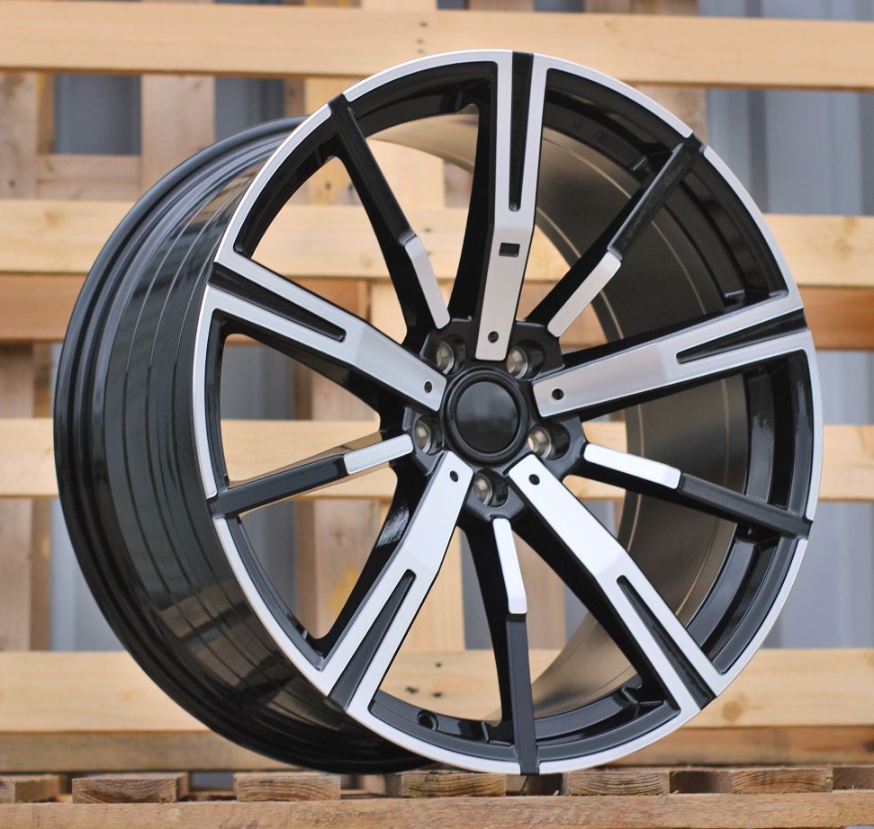 R20x9.5 5X112 ET 40 66.6 YF1156 Black Polished (MB) For BMW (K7) (HYBRID FORGED Rear+Front) 9.5x20 ET40 5x112